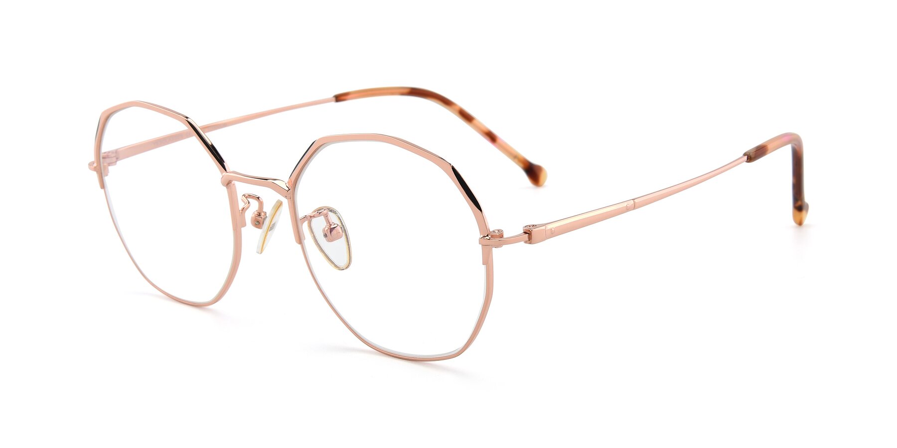 Rose Gold Hipster Browline Geometric Eyeglasses - 18020