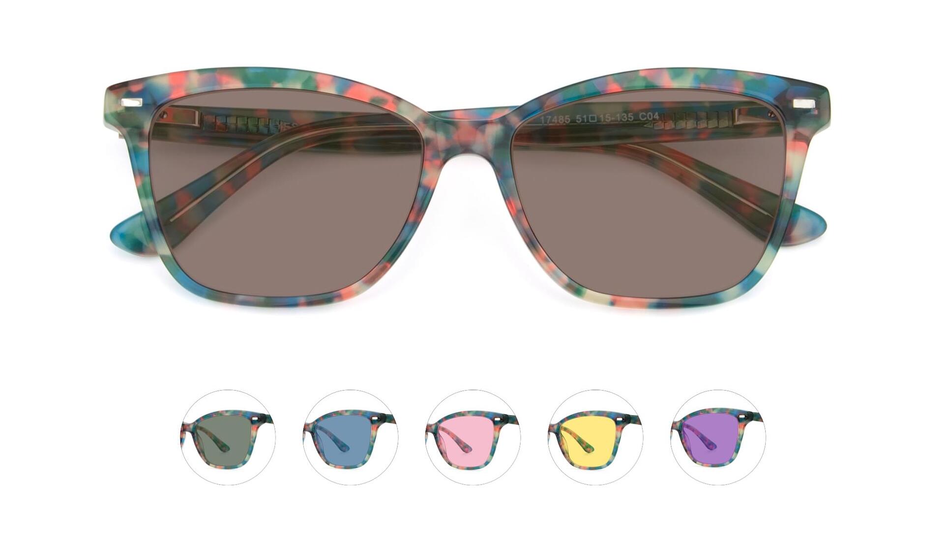 Floral Tortoise Retro-Vintage Acetate Cat-Eye Tinted Sunglasses