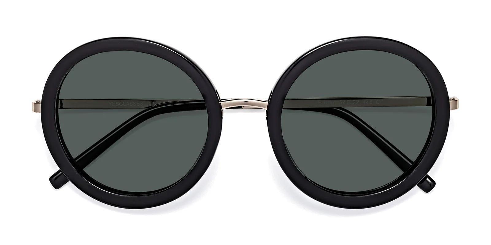Black Geek-Chic Oversized Round Polarized Sunglasses