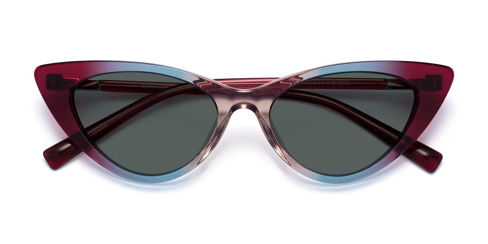 Blue/Purple Retro-Vintage Acetate Cat-Eye Polarized Sunglasses