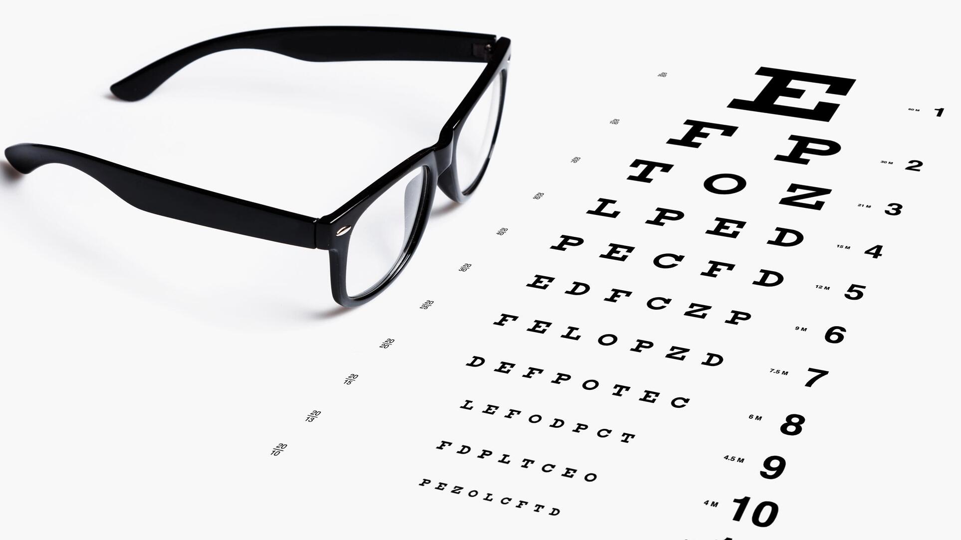 The snellen chart has a series of letters and numbers that gradually get smaller as you move your eyes down the chart.
