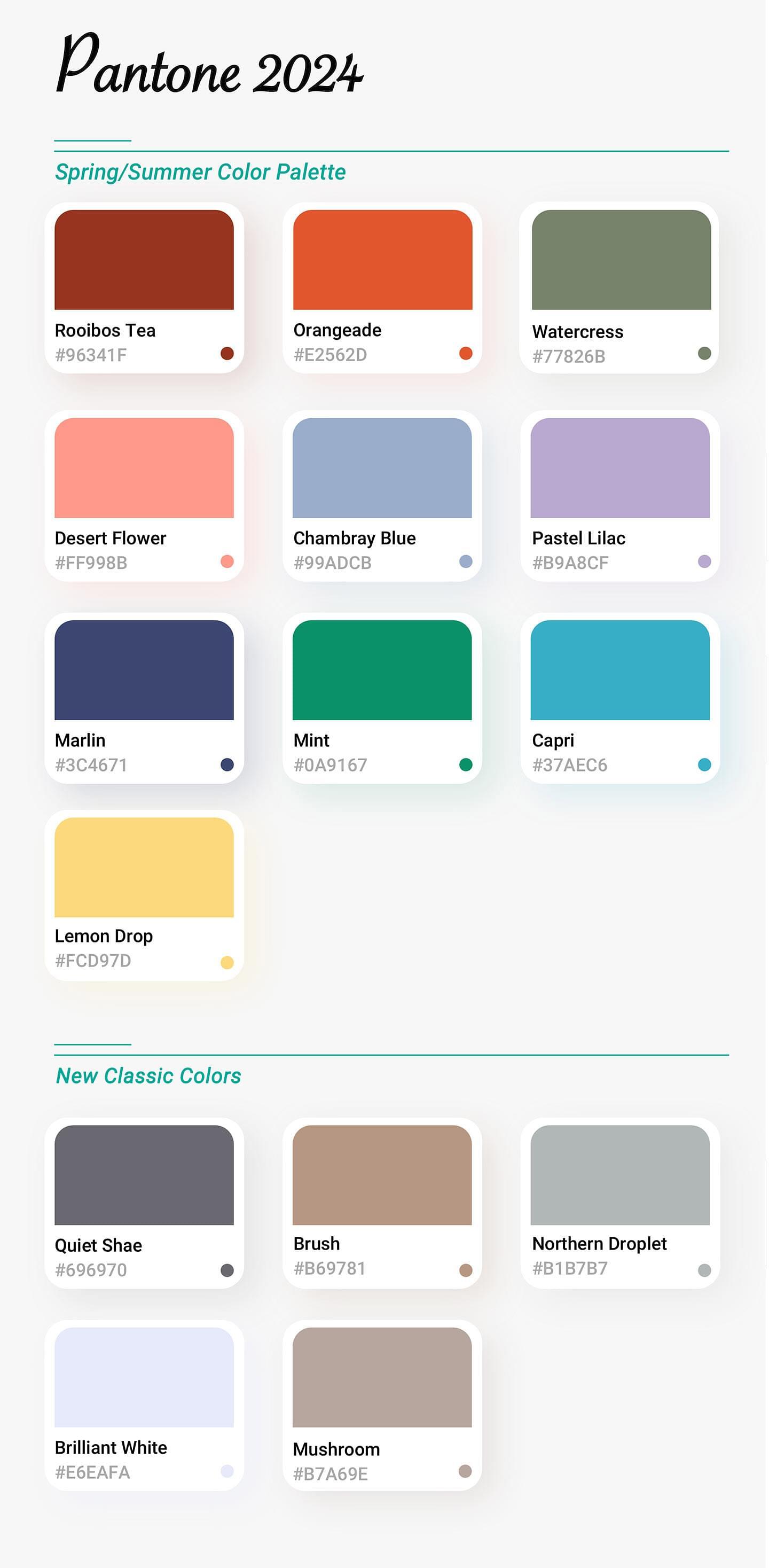 Color palette for Spring 2024
