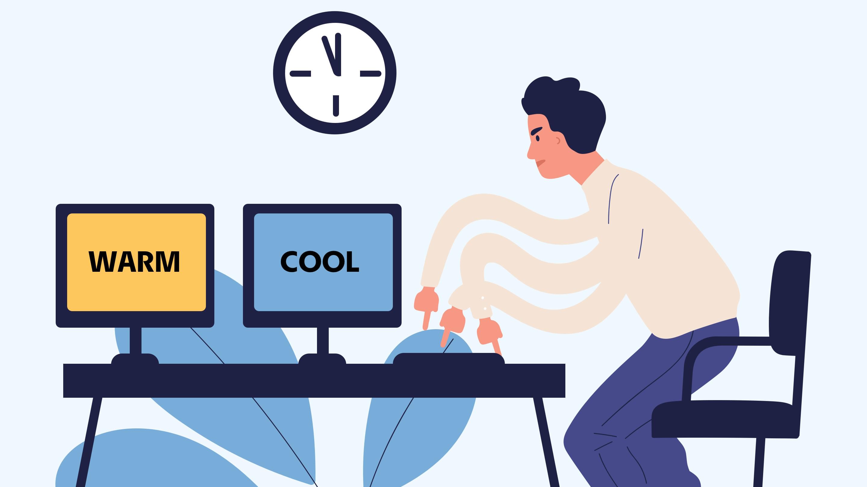 Graphic showing the different hues of warm and cool screen settings