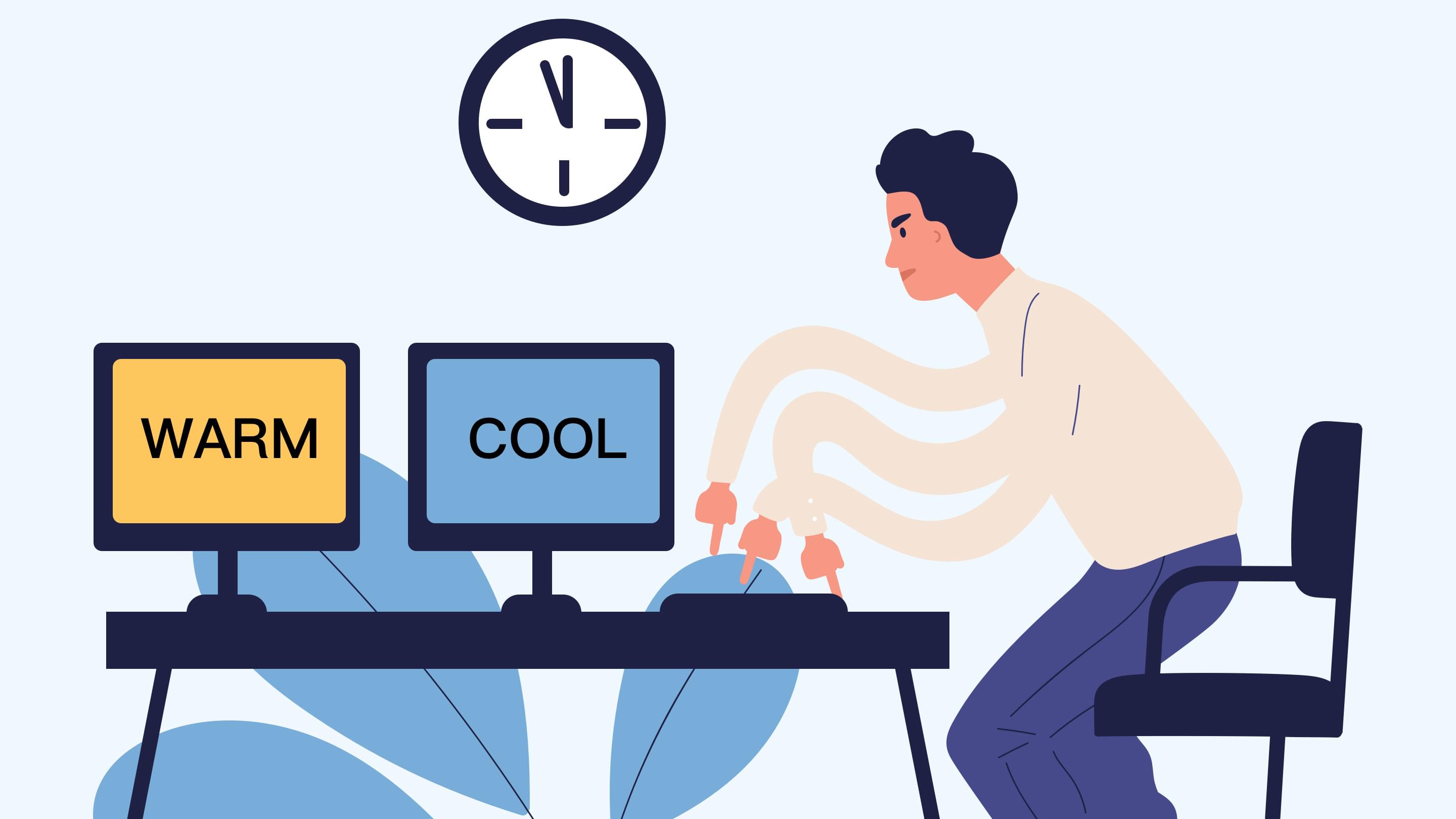 Graphic showing the different hues of warm and cool screen settings